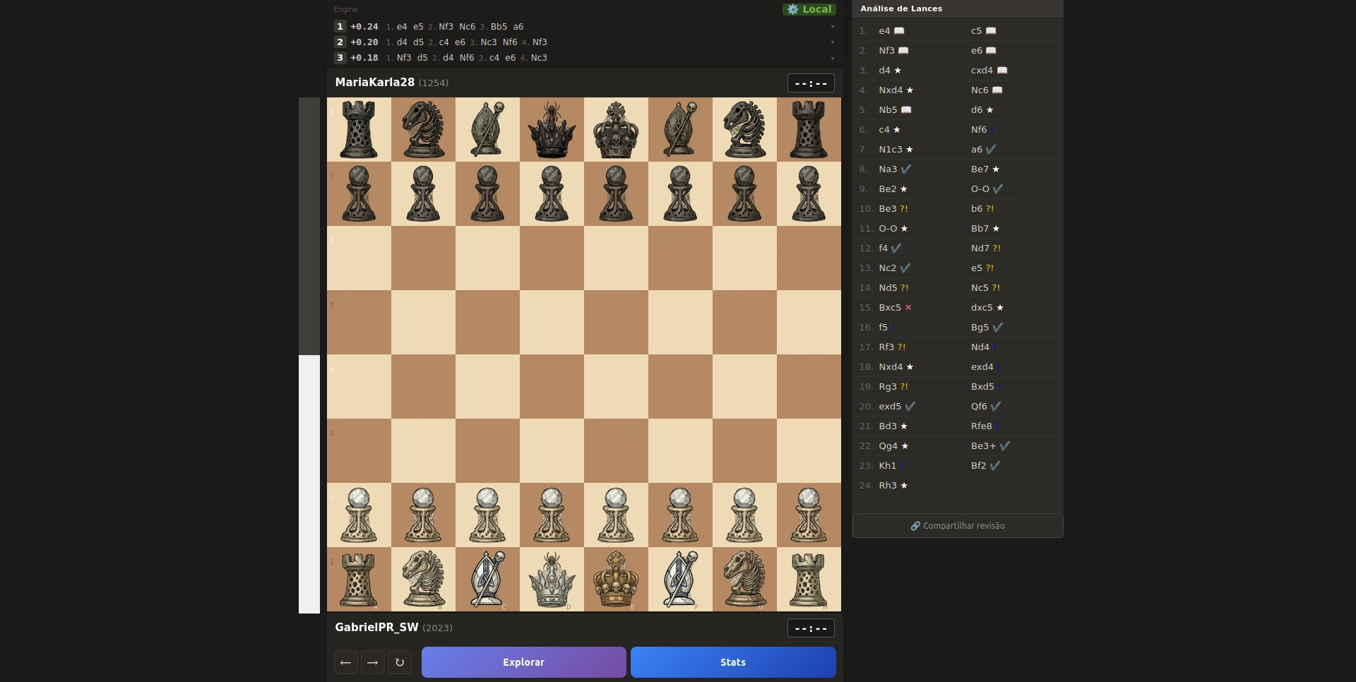 Análise de partida com Stockfish